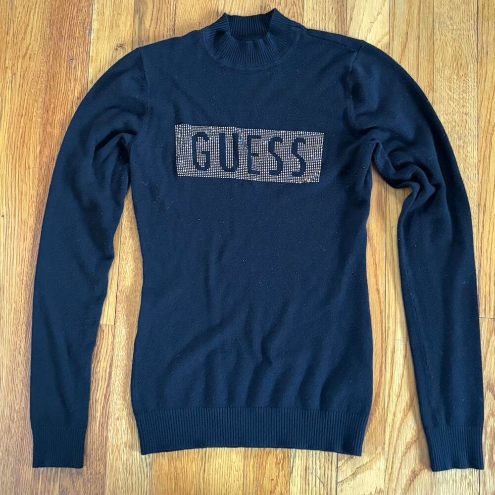 GUESS Black Sweatshirt with Embellished Logo